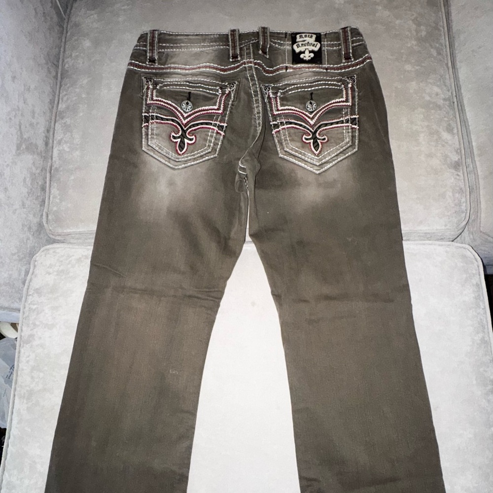 Rock Revival Olive Bootcut Jeans with Embroidery